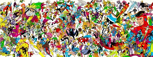 SUPERBOY & The LEGION Of SUPERHEROES PRINT 15" x 40" Keith Giffen art