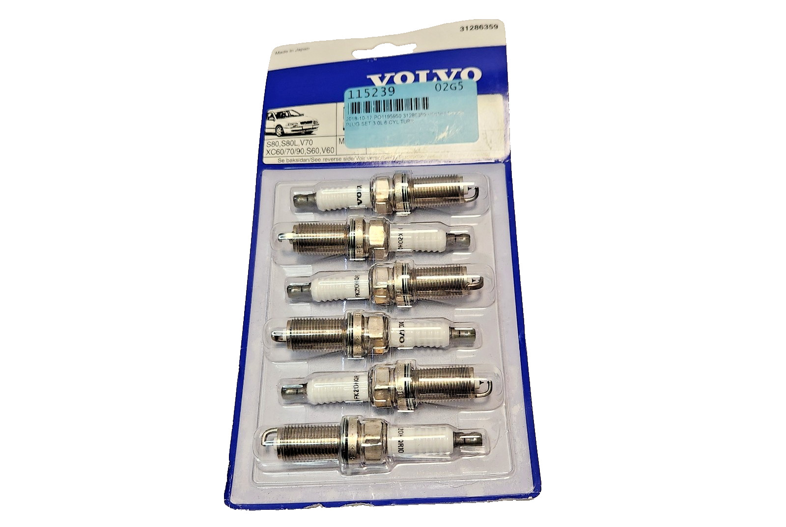 6 Genuine Volvo OEM Spark Plug Set S60 S80 S80L V60/70 XC60/70/90 3.0L 6CYL TURB