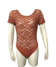NWT Victoria's Secret Gold Label Pink Nylon Lace Bodysuit Teddy Top M USA made