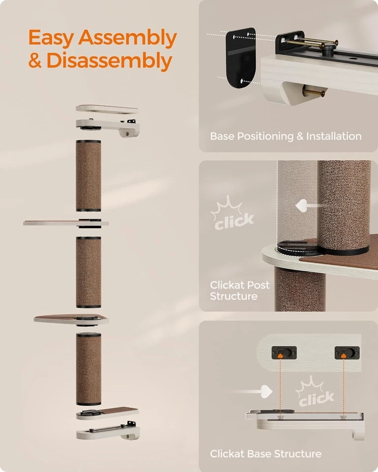 Feandrea 39.7" Wall-Mounted Cat Tree Tower with Scratching Posts & Perches - Image 3 of 4