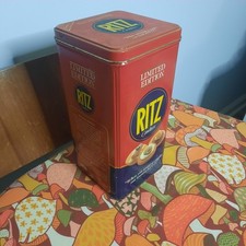 VINTAGE RITZ Limited Edition 1987 Red  Navy Tin, Kitchen, Decor