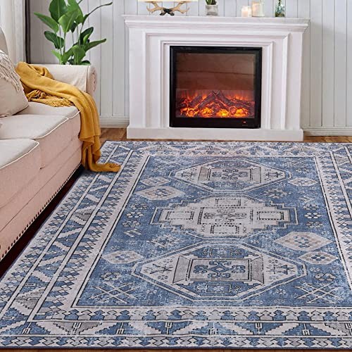8x10 Area Rug Vintage Medallion Rug Indoor Floor Traditional Distressed Carpe... - Picture 8 of 8