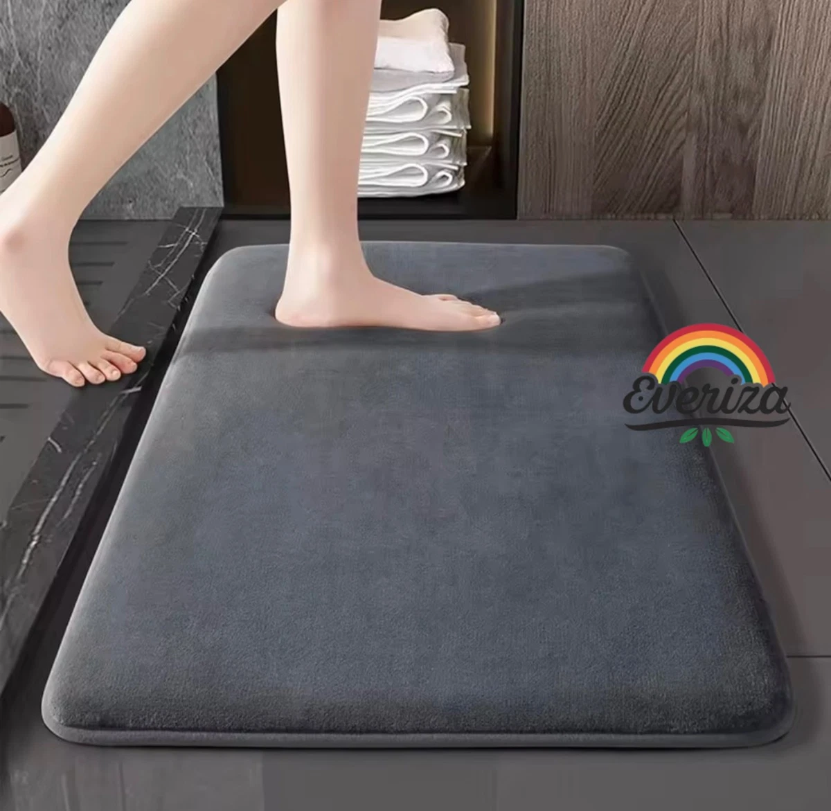 Tappetino Da Bagno Antiscivolo 60x40 Cm – Asciugatura Rapida Con Strato In Microfibra E Gomma – Colore Blu Scuro