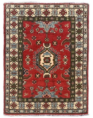 Amazing Hand Knotted Afghan Kazak Wool Area Rug 4.1 x 2.10 Ft