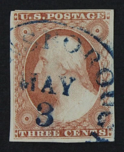 CKStamps: US Stamps Collection Scott#11 3c Washington Used Recut Left