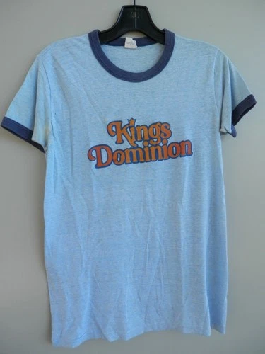 Vtg 1980's Kings Dominion Amusement Park Heathknit 50/50 Ringer T-Shirt Large