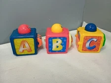 Fisher Price 3 Block Lot Bright Beginnings Action Stacking Blocks Mattel ABC Toy