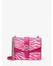 Michael Kors Greenwich Small Animal Print Logo Crossbody - Dragonfruit Calf Hair