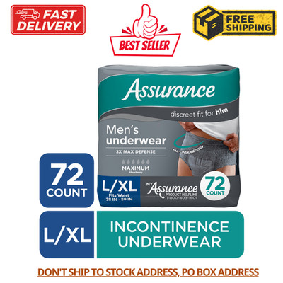Assurance Men's Incontinence Underwear, Large, Maximum Absorbency, 72 Count