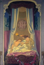 Psyche Discovers that Her Mysterious Lover is Eros : Maurice Denis : Art Print