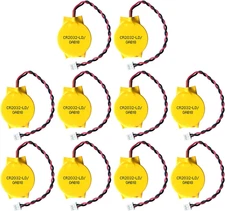 10 PACK CMOS Battery CR2032 3V Lithium Battery with 2 Pin 2 Wire Cable and MOLEX