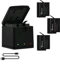 3-Pack 1500mAh Batteries for Hero 7/6/5, with USB-C 3-Channel AHDBT-801 *READ*