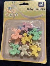 Baby Shower themed cake/cupcake toppers: 12 Baby Trolleys/Carriage