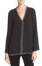 Tory Burch  'Mallet' Embellished V-Neck Silk Tunic 