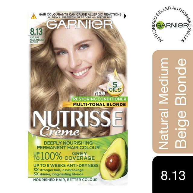 Garnier Nutrisse Creme Blonde Permanent Hair Dye 8 13 Natural Medium Beige Blonde For Sale Online Ebay