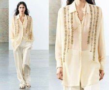  139 NWT ZARA OVERSIZED SEQUIN SHIRT ZW COLLECTION S