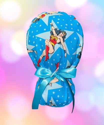 Spiderman ponytail scrub cap, Wonder Woman ponytail scrub cap, batman scrub cap - Picture 18 of 26