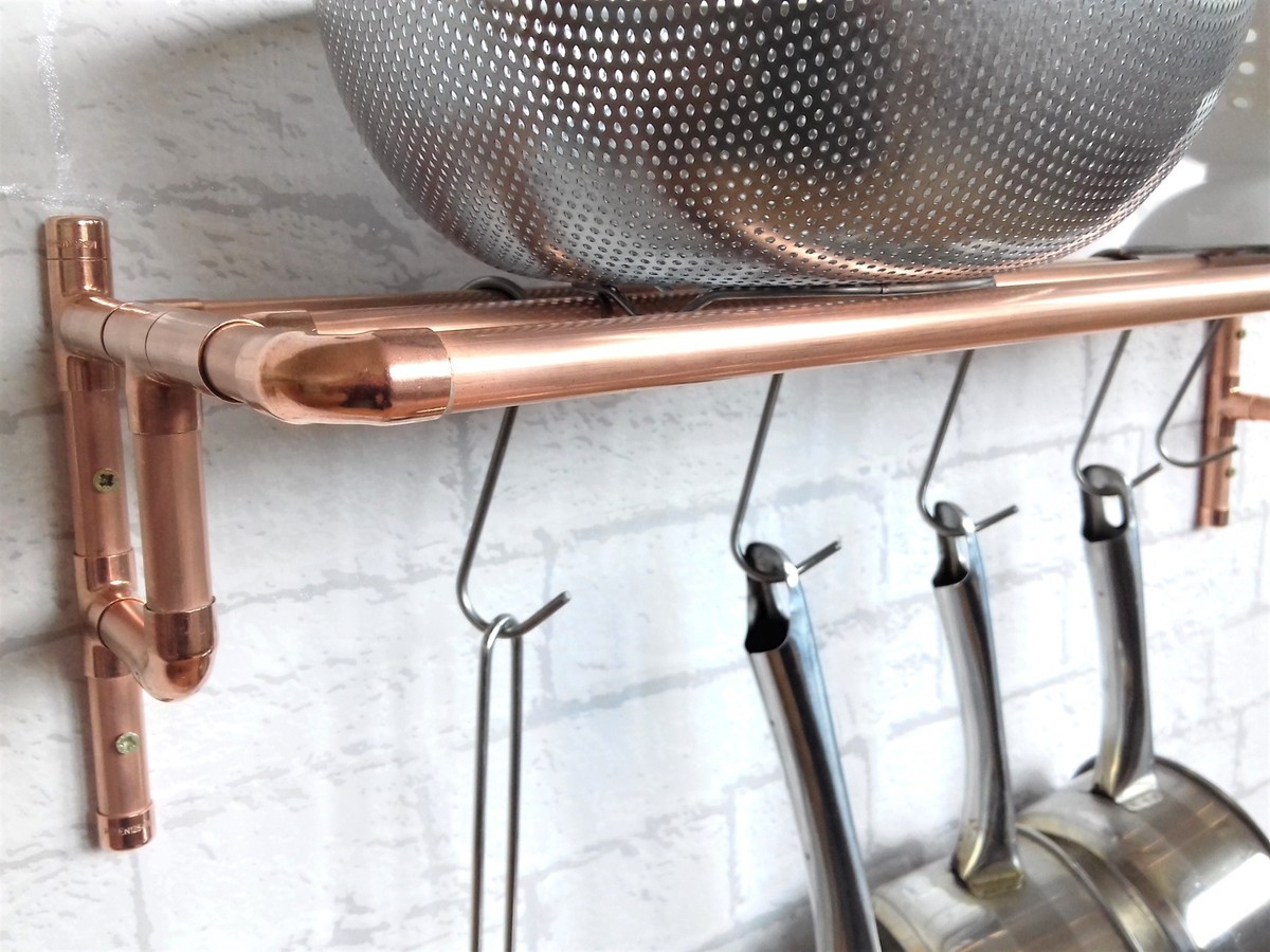 Copper Pot Pan Rack Choice Of Hanging Hooks Kitchen, Wall