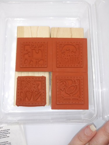 New 1999 Country Collections Stampin Up Wood Rubber Stamp Set of 4 Retired 1 Use - Picture 7 of 11