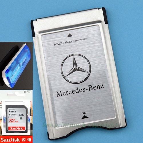 PCMCIA TO SD SDHC CARD Adapter for Mercedes-Benz+Sandisk 32G 80MBS Card +Reader - Afbeelding 1 van 12