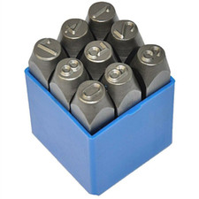 SET PUNZONI STAMPINI NUMERI 9pz DA 10mm TIMBRI PUNZONATORI MARCATURA SU METALLO