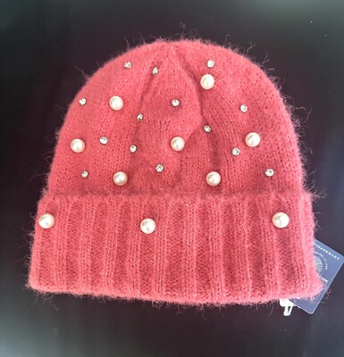 Anthropologie/Maeve Embellished Pearl Brushed Beanie Pink | eBay display picture 1