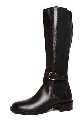 Via Spiga Z114115* Bufu Tall Leather Boot Dark Brown Women Size 7 M
