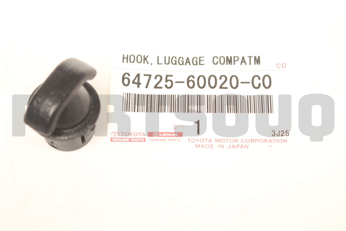 6472560020C0 Genuine Toyota HOOK, LUGGAGE COMPARTMENT TRIM 6472560020C0 Genuine Toyota HOOK, LUGGAGE COMPARTMENT TRIM