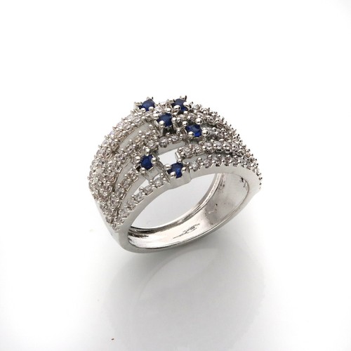 Umwerfend Cz Multiband Hochzeit Ring für Damen IN Silber Ton - 7 Reihen Design - Bild 32 von 70