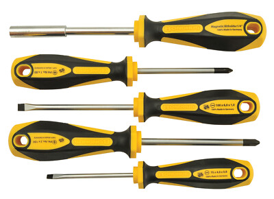 5 pc Slotted/Philips&1/4''Bit Driver ComfortGrip Screw Driver Set Bondhus Germany