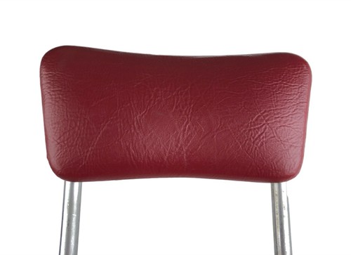 Vintage Lunch Counter Swivel Pedestal Stool Red Vinyl Curved Metal Frame - Picture 15 of 17