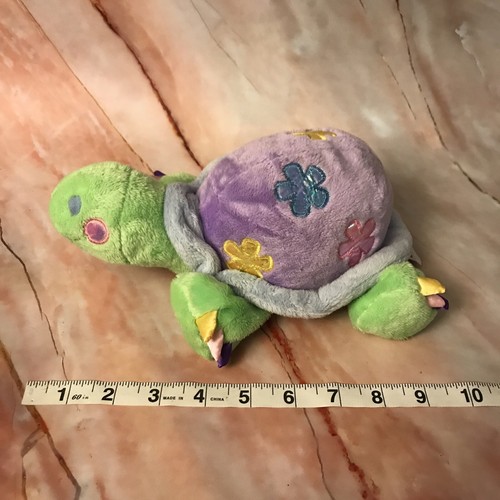 Ganz Webkinz Rainbow Turtle Stuffed Plush Baby Purple Glitter Flowers 11" Jj - Picture 6 of 6