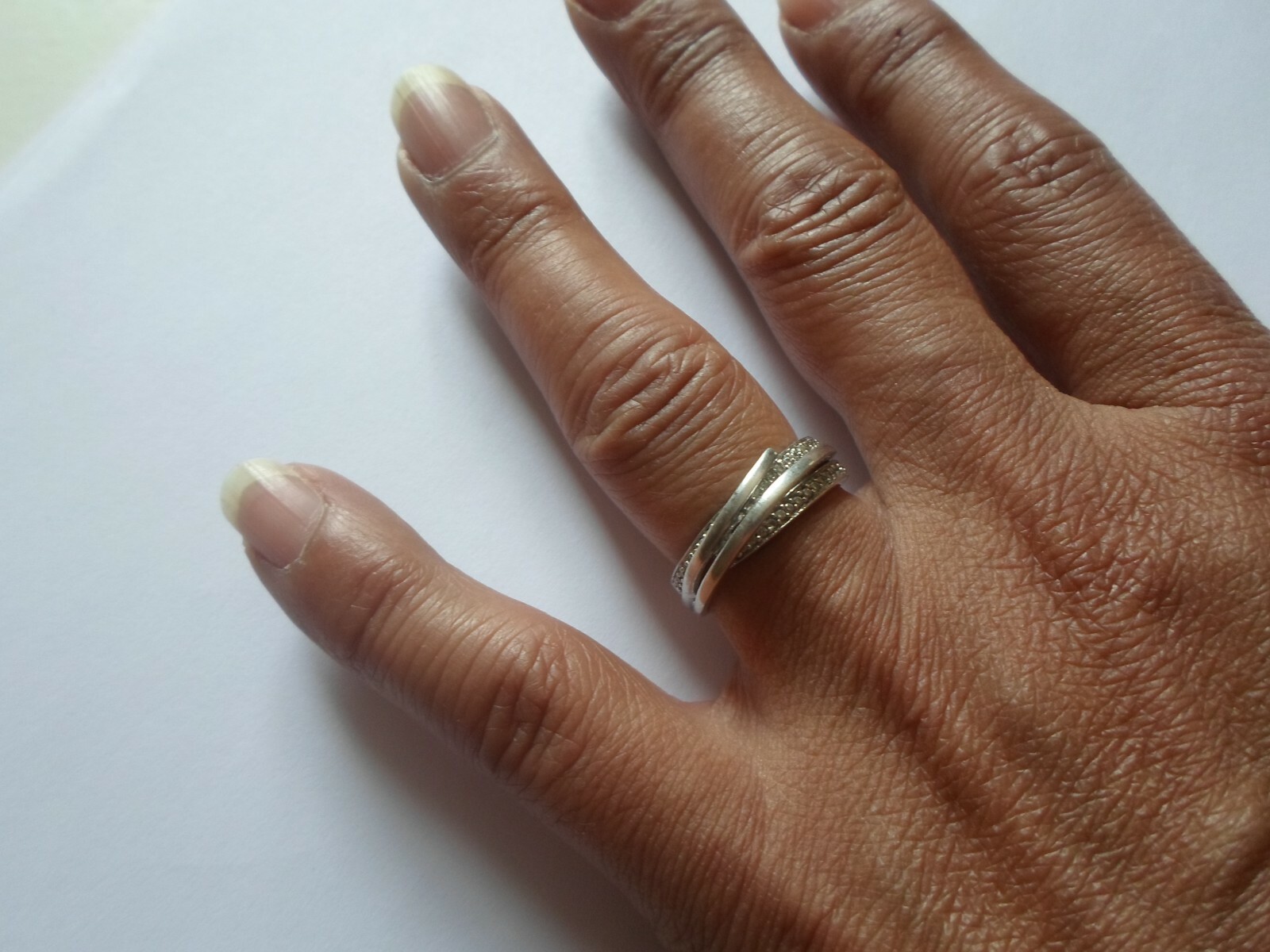 solid silver ring, interlaced, zirconiums, size 5… - image 3