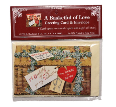 NEW The Shackman Collection Valentine A Basketful of Love Greeting Card 1992