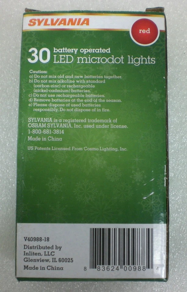 Sylvania 30 Luces LED Micro Puntos ROJAS Funciona con Pilas Arroz Hada Cadena Luz Foto 2 de 4