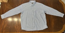 Eddie Bauer Men's Buttoned Shirt XXL Blue Stripe Relaxed Fit Wrinkle Resistant