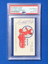 Satchel Paige HOF Autographed VP of Springfield Redbirds Business Card PSA DNA
