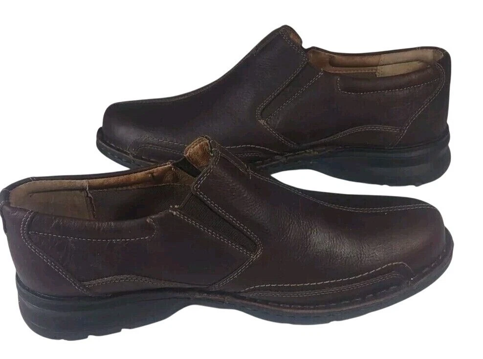 MOCASSINI COTRELL CLARKS uomo nuovi senza scatola 13M pelle marrone punta tonda scarpa slip on 78538