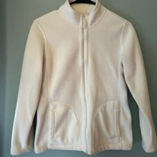 Women’s White Fleece Fall Zip up Jacket. Size small. No hood
