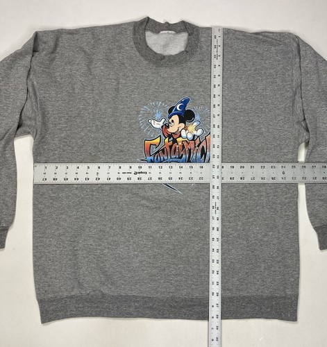 VINTAGE Disney Fantasmic Mickey Mouse Crewneck Sweatshirt Men XL Gray 90s - Picture 10 of 12