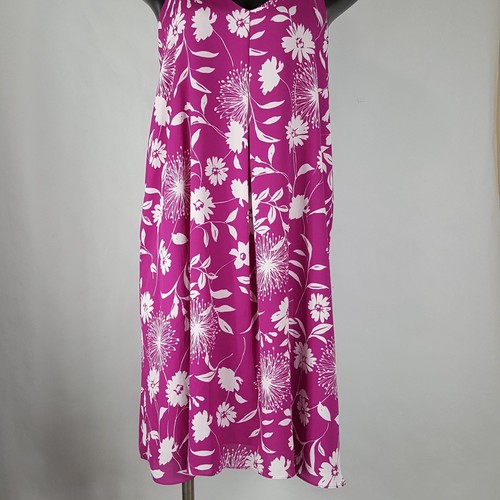 Vince Camuto Sz M Dress Hawaiian Spaghetti Strap Razorback Pink White Floral - Picture 3 of 8