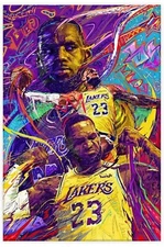Lg. 17x24.5" Lebron James Canvas Poster NBA Basketball LA Lakers Painting Print
