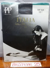 Pretty Polly Italia Ultra Sheer 10D  Stockings  Size 1 Dusky Black  FREE P&P