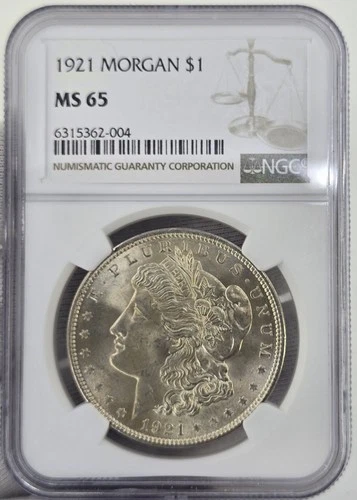 1921 P Morgan SILVER DOLLAR 90% NGC MS 63 Estate NR