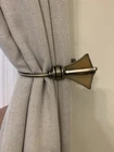 Pair Vintage Tiffany Style Brass Glass Drape Curtain Tieback Holders Towel Hook