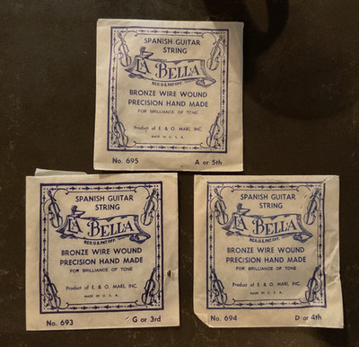 Vintage LA BELLA GUITAR STRINGS - Bronze Wire Wound Hand Made - Lot of 3 - NEW