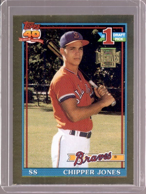 CHIPPER JONES 2001 Topps Archives Future Rookie Reprints #2 Gold Border Parallel
