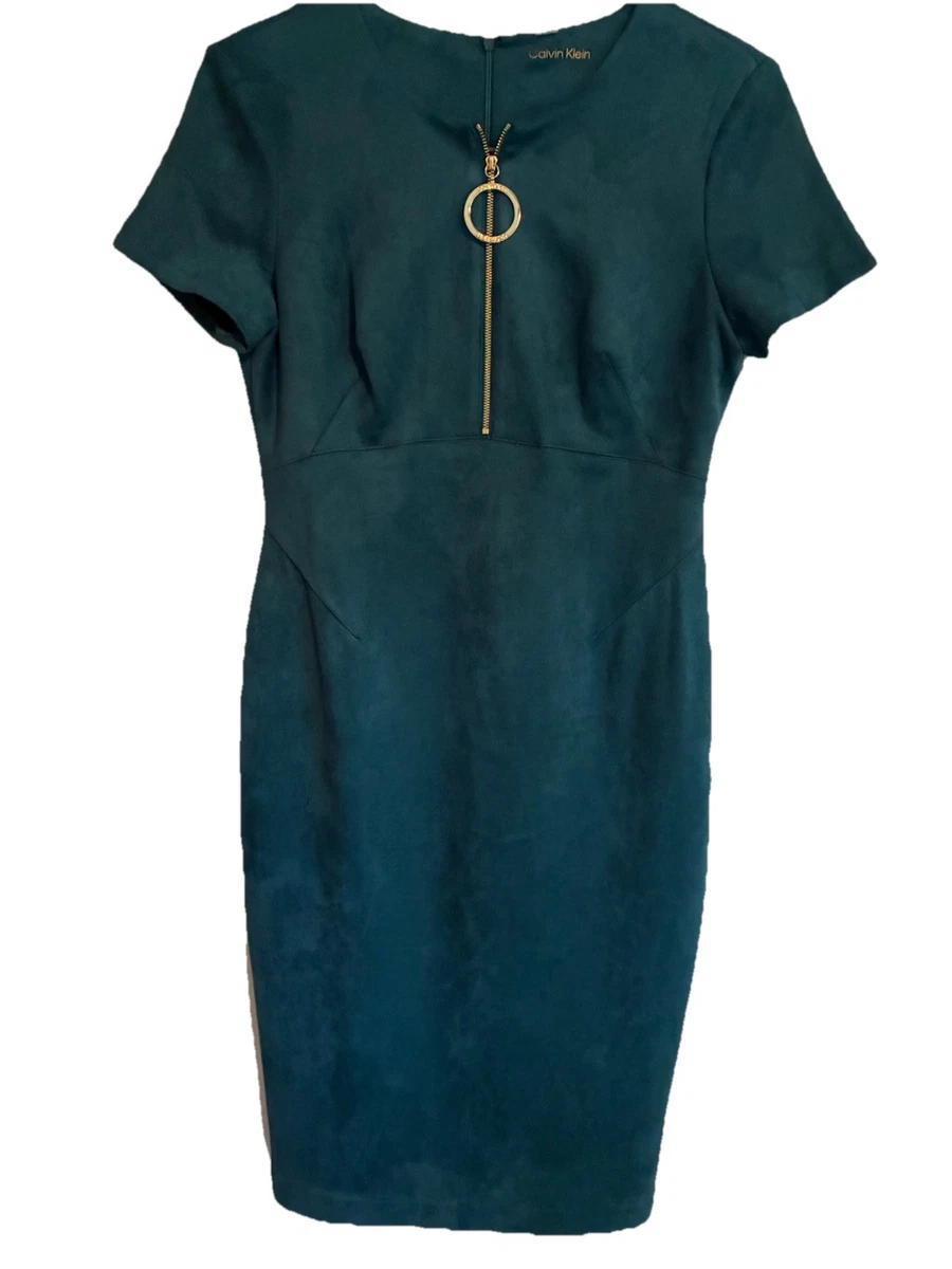 navy blue dress for baby girl Calvin Klein Faux-suede Belted Midi Dress in Purple main image 1