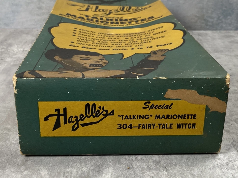 Vintage 50s Hazelle’s Talking Marionette Fairy Tale Witch 304 Airplane Control - Image 4 of 4