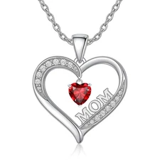 Necklace for Mom 18k Platinum Filled CZ Crystal Heart Pendant Necklace for Women